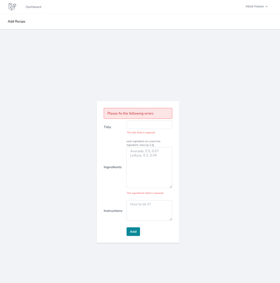 Validation errors UI